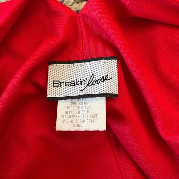 Vintage Y2K Breakin’ Loose Red Midi Slip Dress‎ Beaded Trim Made in USA Size 5/6 - Picture 6 of 8